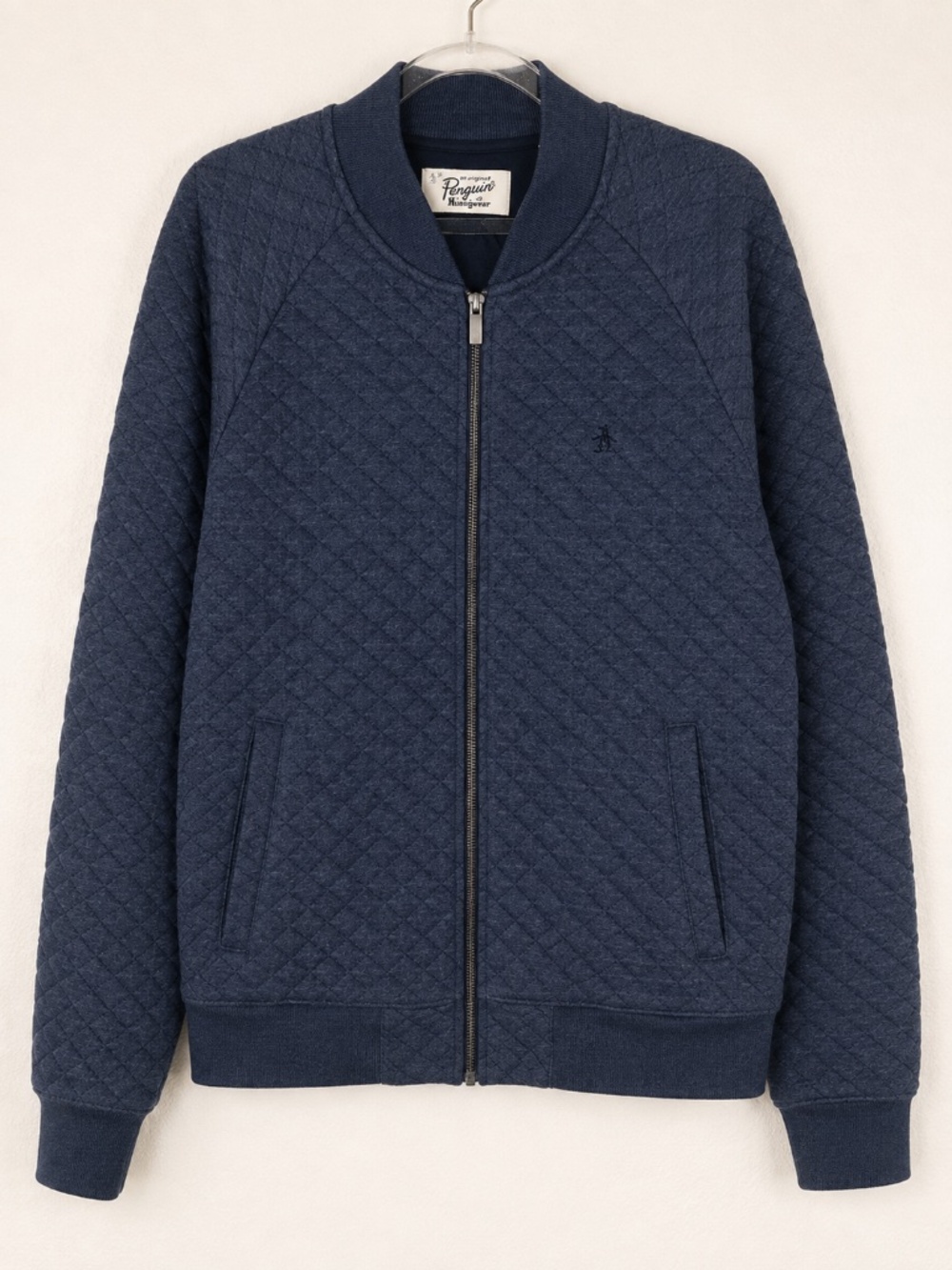 Original Penguin Quilted Full Zip Bomber Jacket Blue Mens L